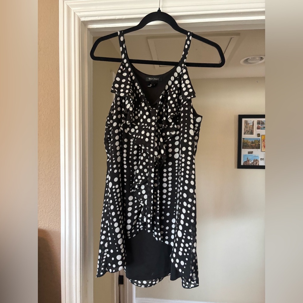 White House Black Market Asymmetrical Black and White Dress